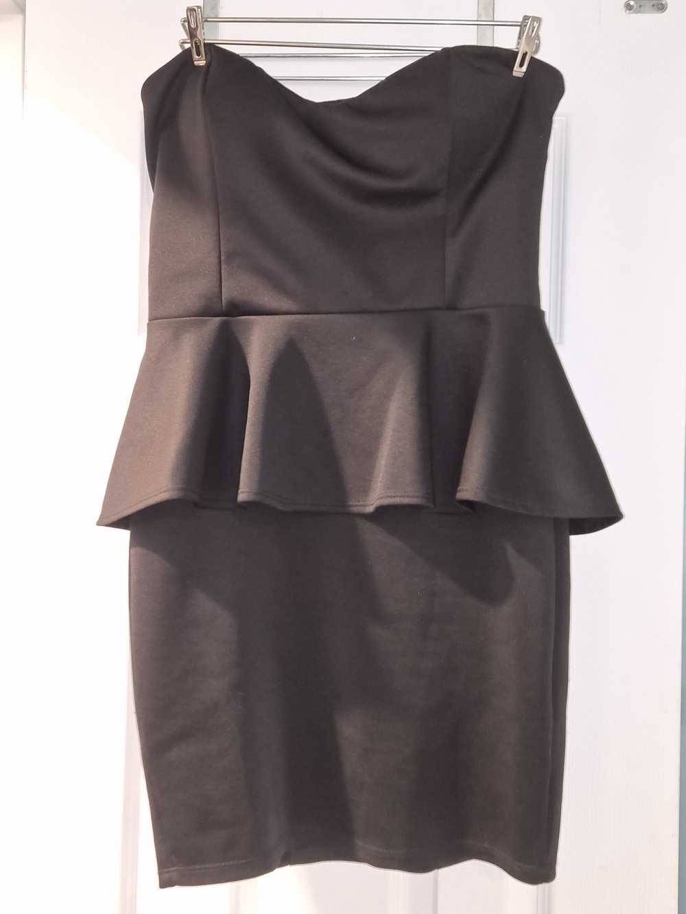 Arden B Strapless Black Peplum Sheath Dress
